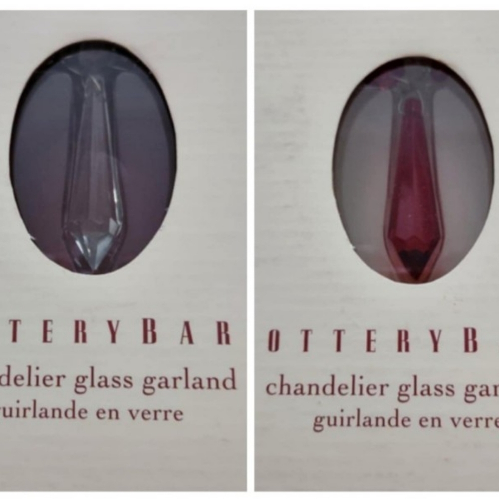 Set Of 2 Vintage Pottery Barn Clear & Ruby Red Chandelier Ruby Red Garland #6